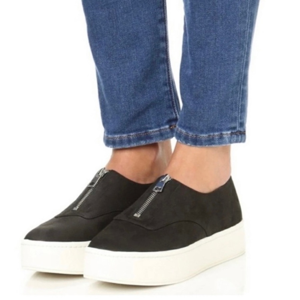 VINCE Warner Black Zip Platform Sneaker Size 7